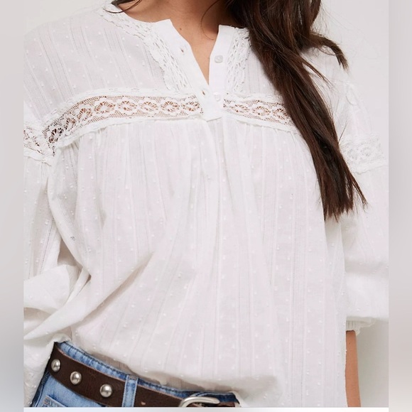 Free People  Ella Dot Blouse Size Medium New With Tags - Picture 1 of 6